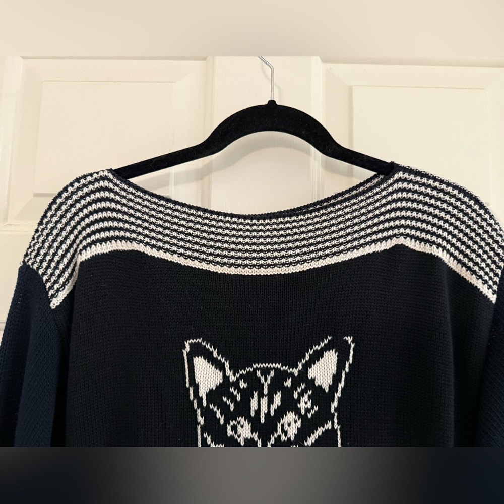 Rawlings Cat Boatneck Knit Sweater Vintage Rare - Picture 9 of 14